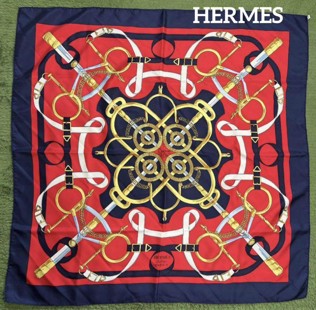 HERMES Large Silk Scarf Carre in Luxurious Classic Design  
