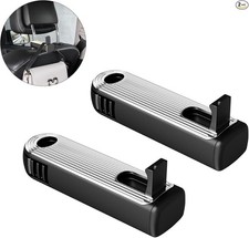 Headrest Hooks, 2 in 1 with Phone Holder, 360 Rotation for Purses-2 Pack-Silver