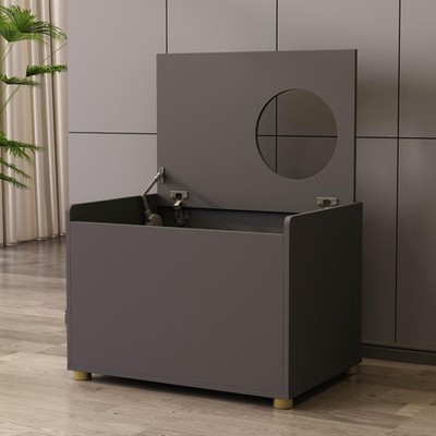 Top Entry Litter Box Enclosure Flip Top with Cat Scratch Mat Side Table Black