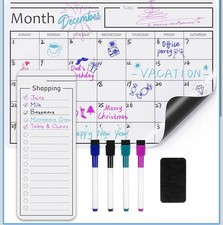 Magnetic Dry Erase Whiteboard Calendar for Fridge Includes 4 Markers  Eraser