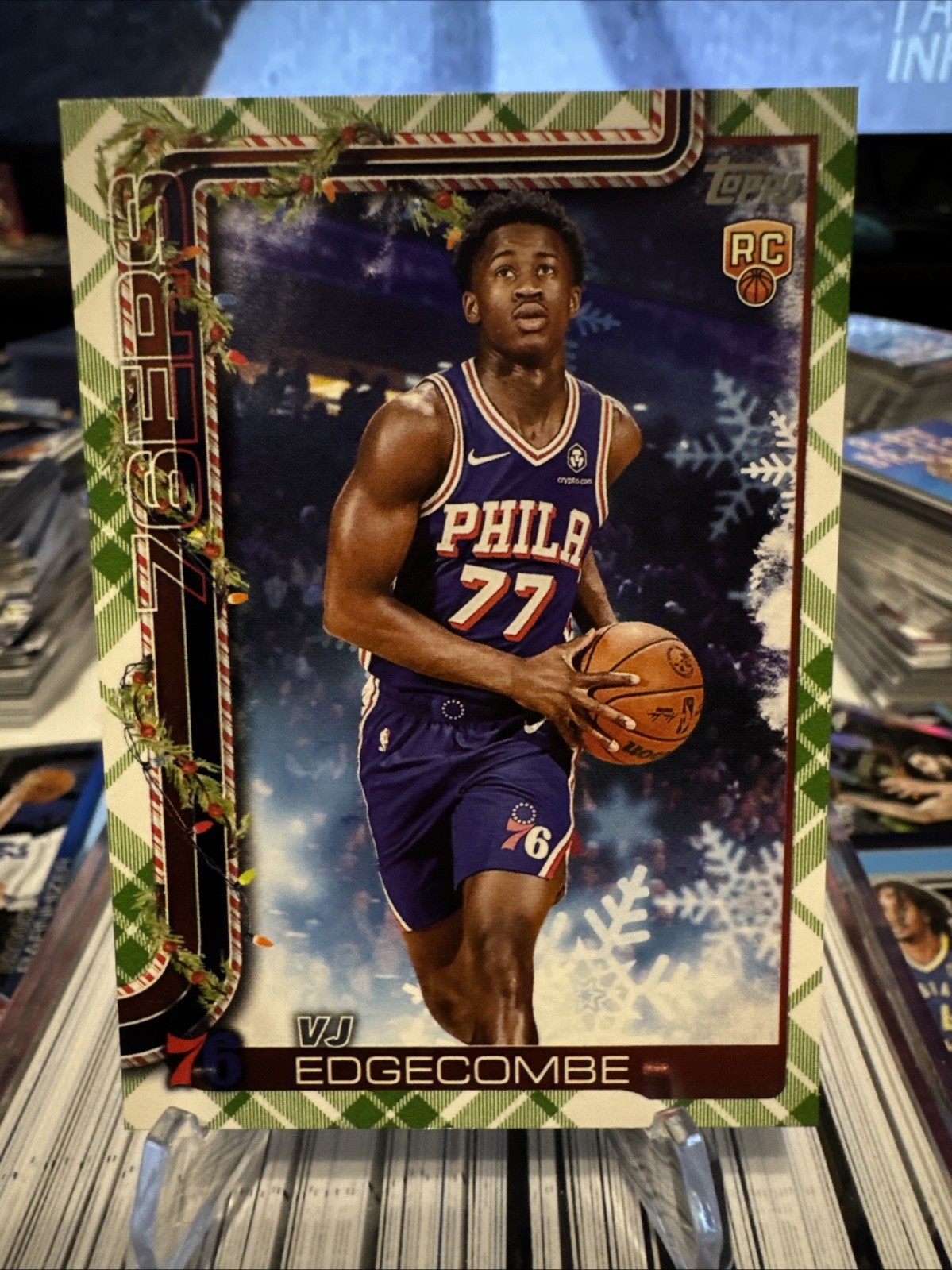 2025-26 Topps Holiday VJ Edgecombe #H163 Plaid Parallel SP 76ers Rookie