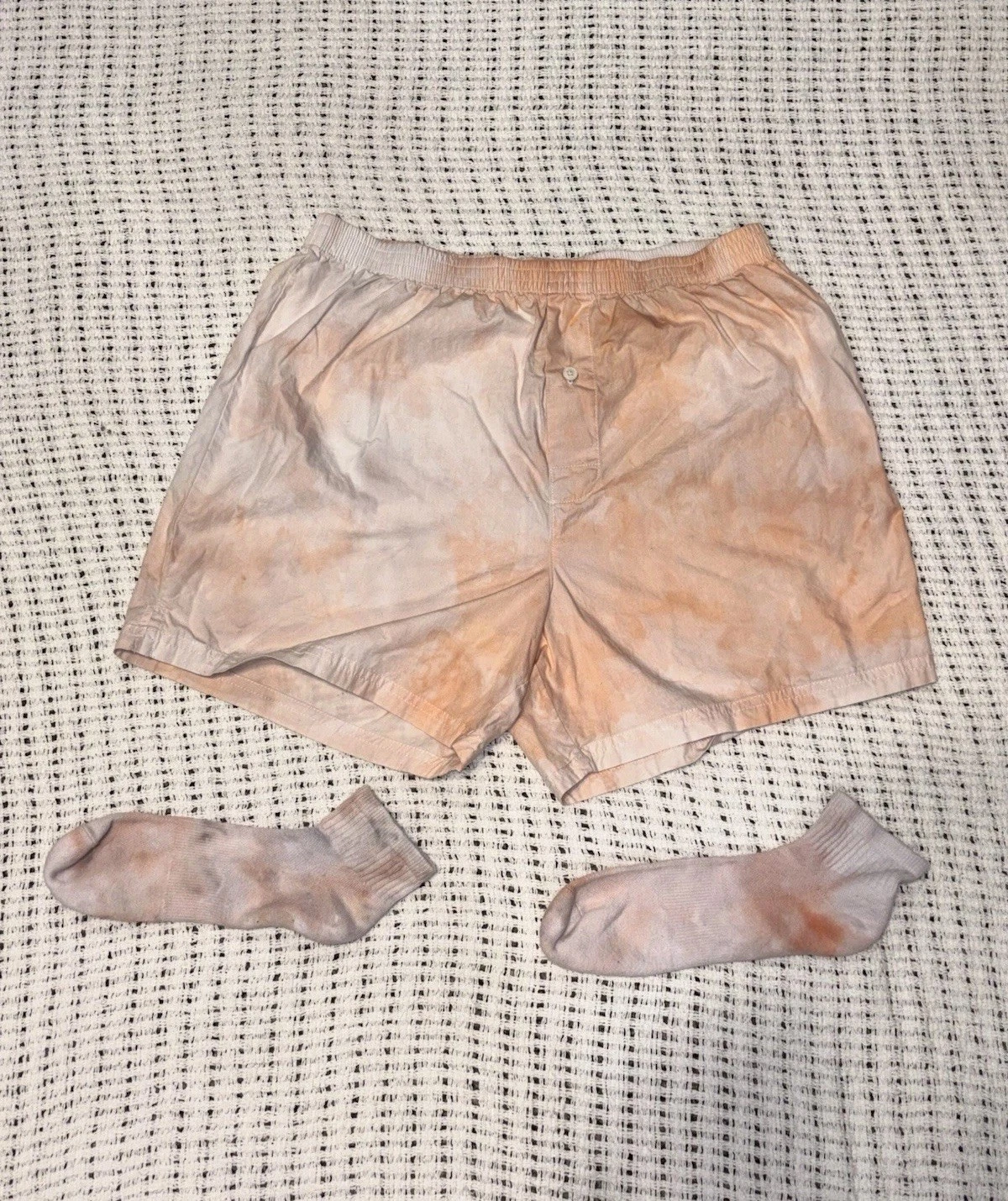 Hand Tie Dye Stafford Boxers & Ankle Socks Peach Marble Size Medium Ice Dyed New