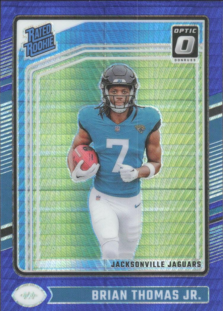 Brian Thomas Jr. #214 2024 Donruss Optic Blue Hyper