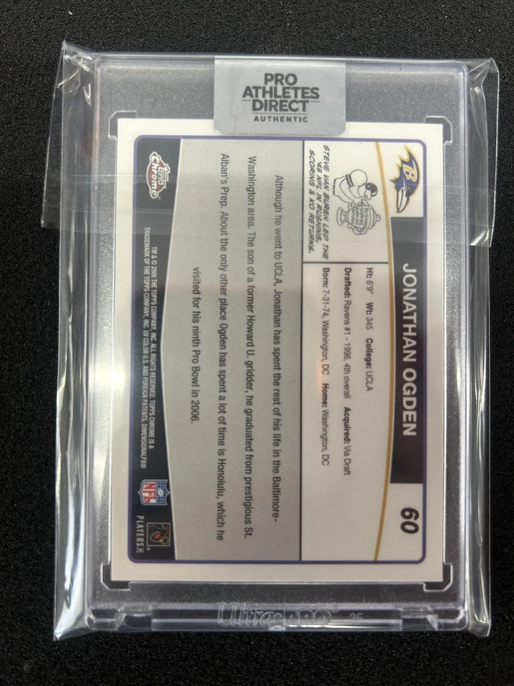 2006 Topps Chrome #60 Jonathan Ogden Pro Athlete Direct Auto - Image 2 of 2