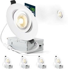 4 Pack White 4-inch 5 CCT Gimbal LED Recessed/Downlight 2700K/3000K/3500K/4000K/