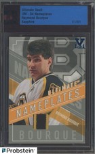 2004 In The Game Hockey Ultimate Nameplates Raymond Bourque GU Patch Slabbed