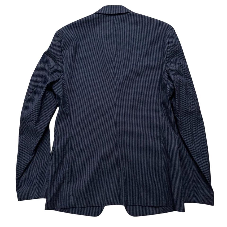 Theory Blazer Jacket Mens 38 Simons Boone Unconstructured Cotton Check Blue - Image 2 of 4