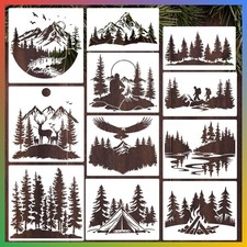 Mountain Tree Stencils for Painting Forest Animal Stencils for Wood Burning
