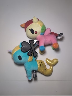   Tokidoki Lot Of 2 Mermicorno Seychelles And Fruttina Unicorno Plush 7.5''