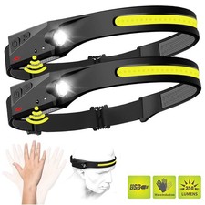 LED Head Torch Rechargeable Waterproof Motion Sensor Headlamp COB Headlight