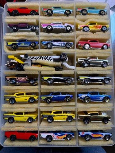Hot Wheels Carrying Case with Forty Six - 1957 Chevy Bel Air Varients Vintage