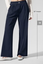 ALO Navy Yoga Suit Wide Leg Pant,Elastic Waist,Size L