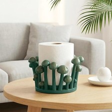 Green mushroom shaped ceramic kitchen tissue holder, countertop storage bracket