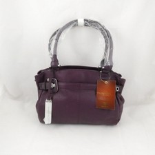 Tignanello Purple Leather Bag Ladies Tote Style NWT