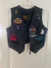 Harley Davidson Leather Vintage Vest With Patches