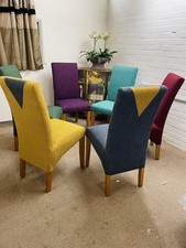 6 Multiyork Dining Room Chairs  ReUpholstered In Multicoloured Italian Fabric