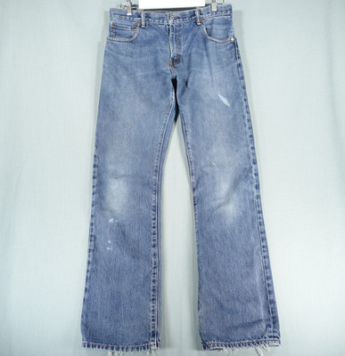 Levis 517 Jeans Herren W33 L34 Blau Baumwolle Bootcut Distressed Western Denim Hose