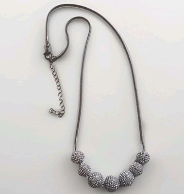 Silver Quantum Beaded Shamballa CZ Crystal Disco Ball Necklace