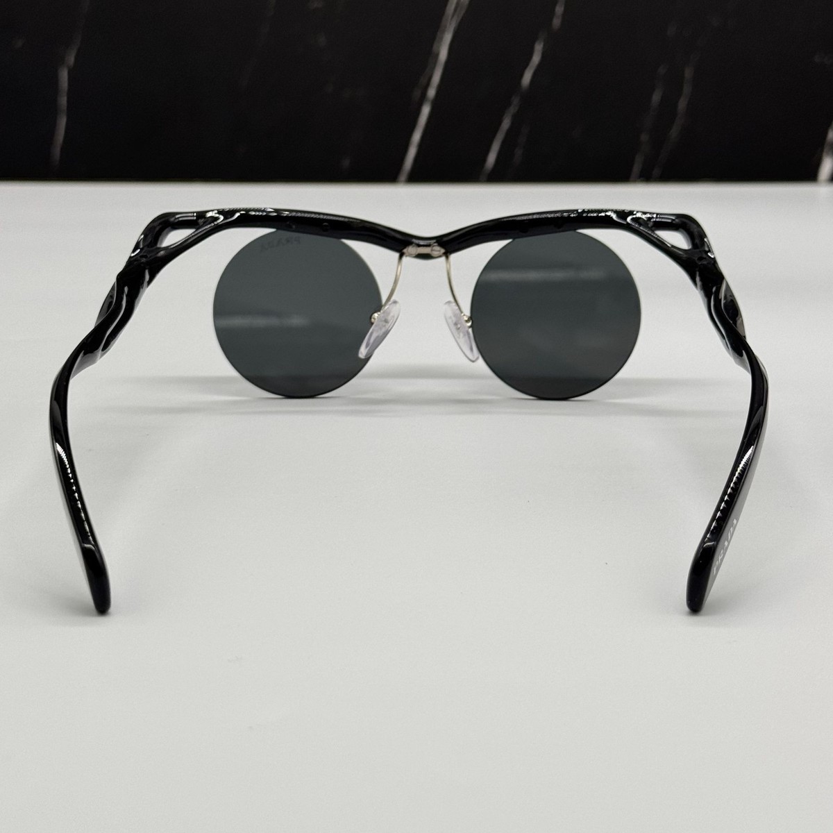 NEW PRADA PRA18S 1AB5S0 SUNGLASSES PR A18S 1AB5S0 ROUND BLACK