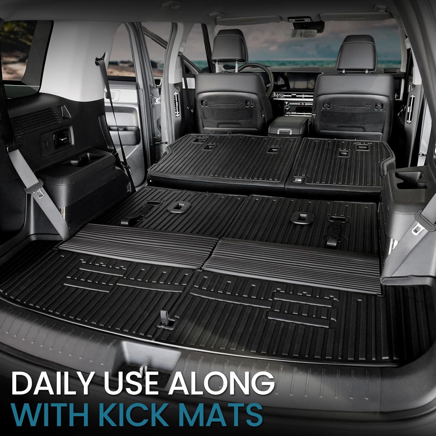 Floor Mats for 2024 2025 2026 Hyundai Santa Fe Car Mat Accessories(Fit Hybrid an