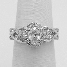 Anello di fidanzamento nodo croce crepato diamante simulato 3,2 ct oro...