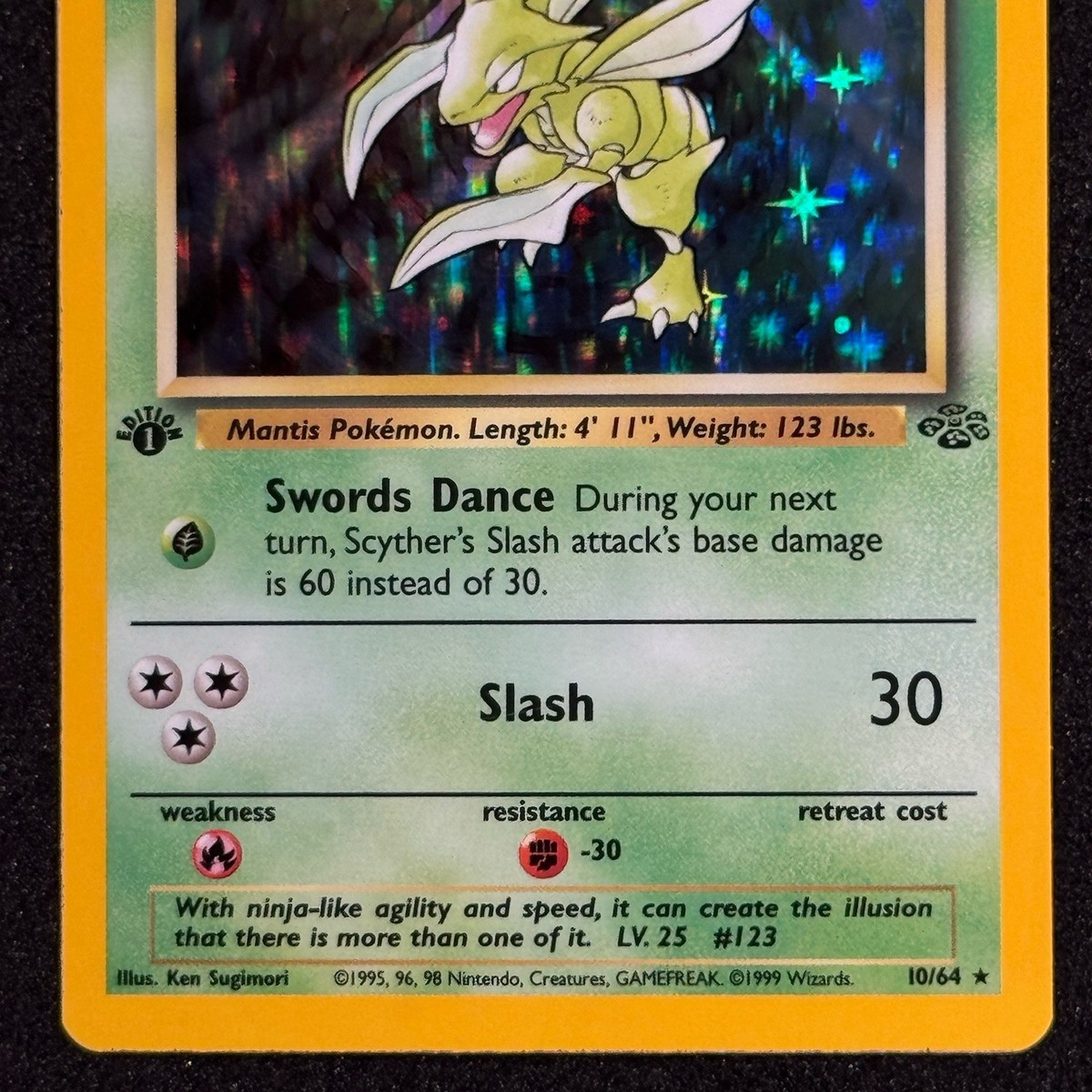 1st Edition Scyther 10/64 Holo First Jungle 1999 Pokemon TCG Rare