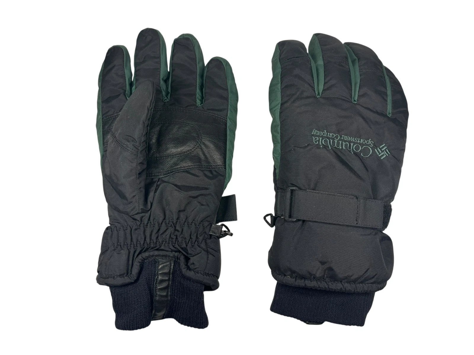 Vtg y2k COLUMBIA Green/Black Warm WINTER GLOVES Ski Snowboard Outdoor Hike Men L