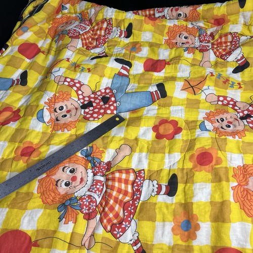 Raggedy Ann and Andy Sleeping Bag 62x72 Std Pillow Case Yellow Check Vintage - Picture 8 of 12