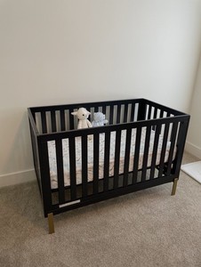 Delta Children Hendrix 4-in-1 Convertible Crib Blue Gold Legs GREENGUARD