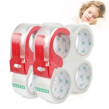 8 Rolls Heavy Duty Transparent Packing Tape Refillable Dispenser 1.88In x 55Yd