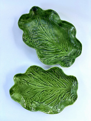 Pat Young Handmade Cabbage Leaf Serving / Snack Plates - Made in Florida