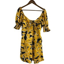 Who What Wear Dress Sheath Off Shoulder Fall Floral Yellow Black Pockets