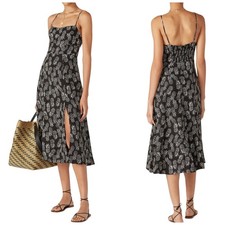 ASTR The Label Keilani Pineapple Midi Dress XS Linen Blend Black
