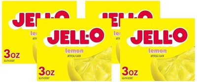 Jell-O Lemon Gelatin Dessert Mix, 3 oz (Pack of 4)   Quick & Easy Lemon Flavor