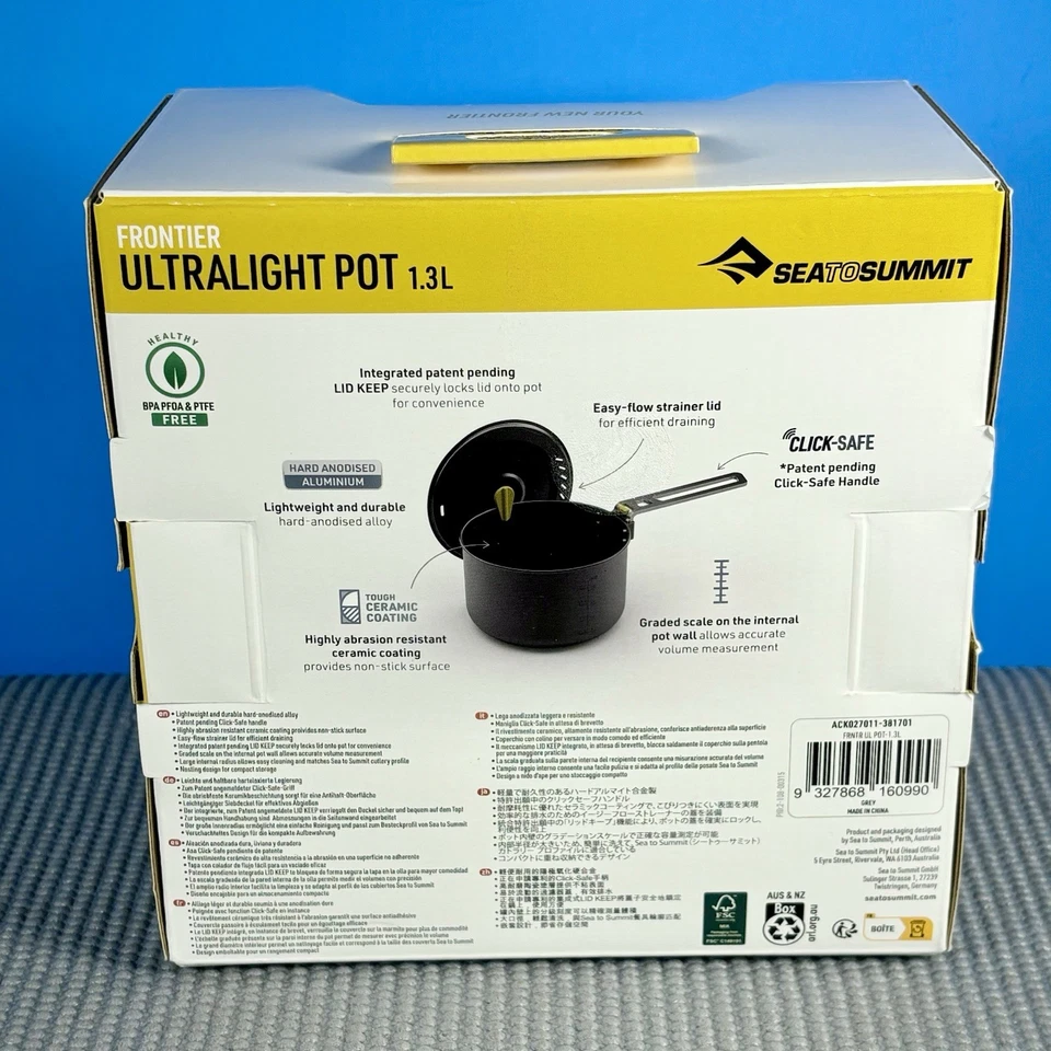 Sea to Summit Frontier Ultralight Pot NEW 1.3 Liter Camping backpacking Cooking - Image 2 of 4