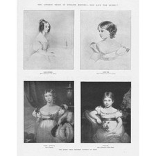 QUEEN VICTORIA Portraits When Princess Victoria of Kent - Antique Print 1896