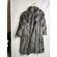 Vintage Avec Tu by Monterey Faux Fur Coat Brown Grey Long Winter Jacket USA Made
