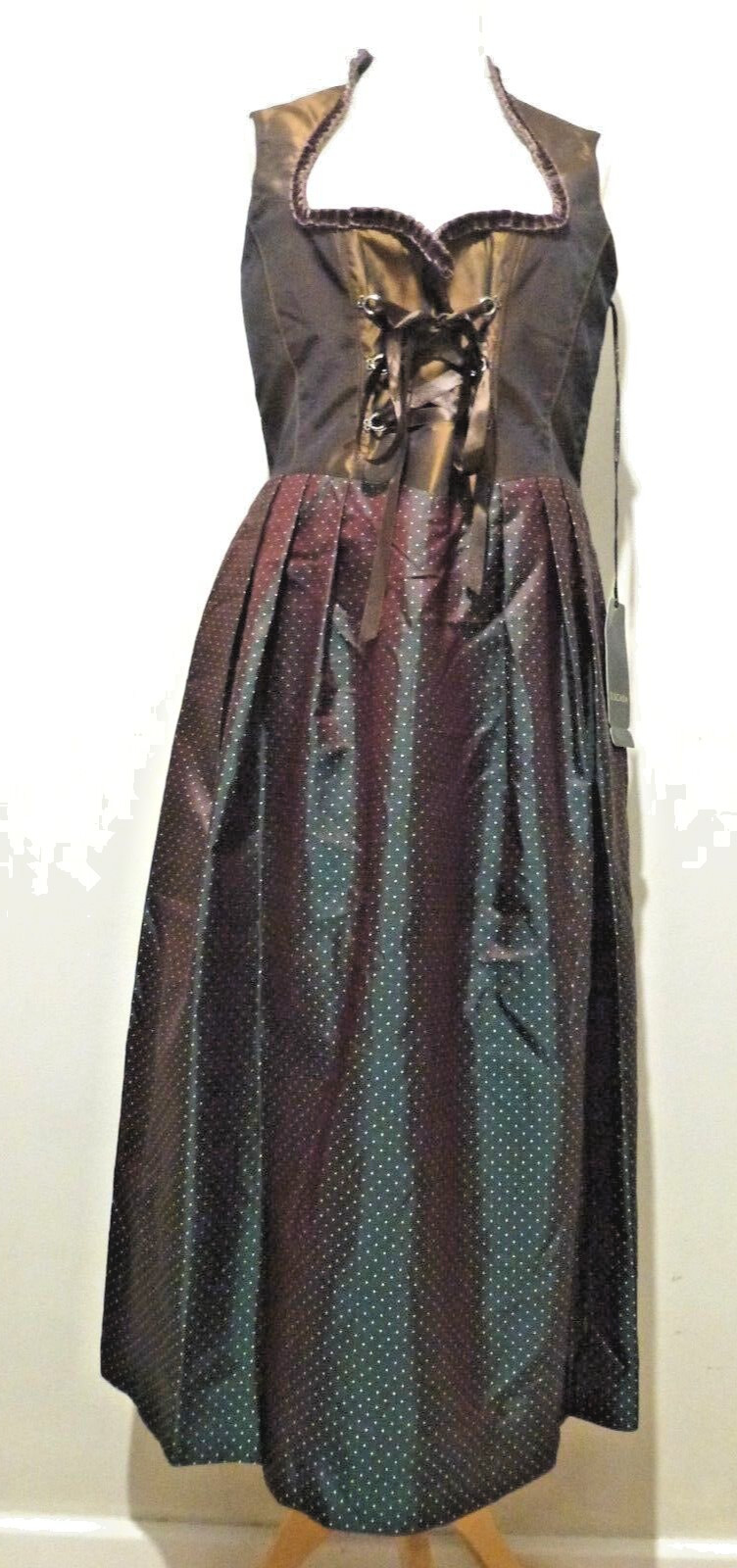 ESCADA Silk Corset Dress Dorlene Metallic Dirndl 16 Uk BNWT RRP $1,500 !!!