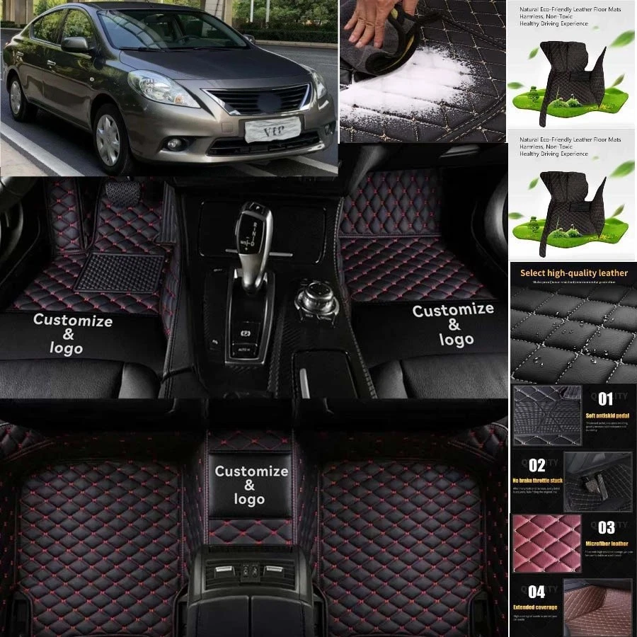 For Nissan Versa Car Floor Mats PU Leather Auto Pads Interior Accessories Foto 4 de 4