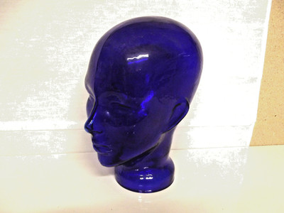 Schaufenster Glaskopf  Kobaltblau 1970er Jahre Retro BLAU