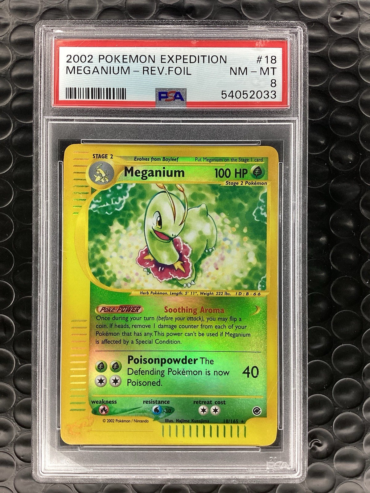 2002 POKEMON EXPEDITION MEGANIUM - REV.FOIL #18 PSA 8