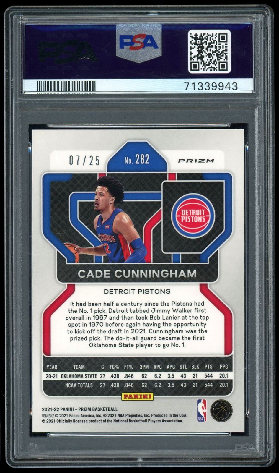 Cade Cunningham 2021 Prizm Mojo Rookie RC /25 PSA 10 GEM MINT view 2