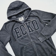Ecko Unltd Gray Zip-Up Hoodie with Logo Mens Size Small Skater Y2K Style