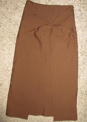 BRUNELLO CUCINELLI  Faux Wrap Brown Long Pencil/Straight Skirt Italy sz 38 US 2