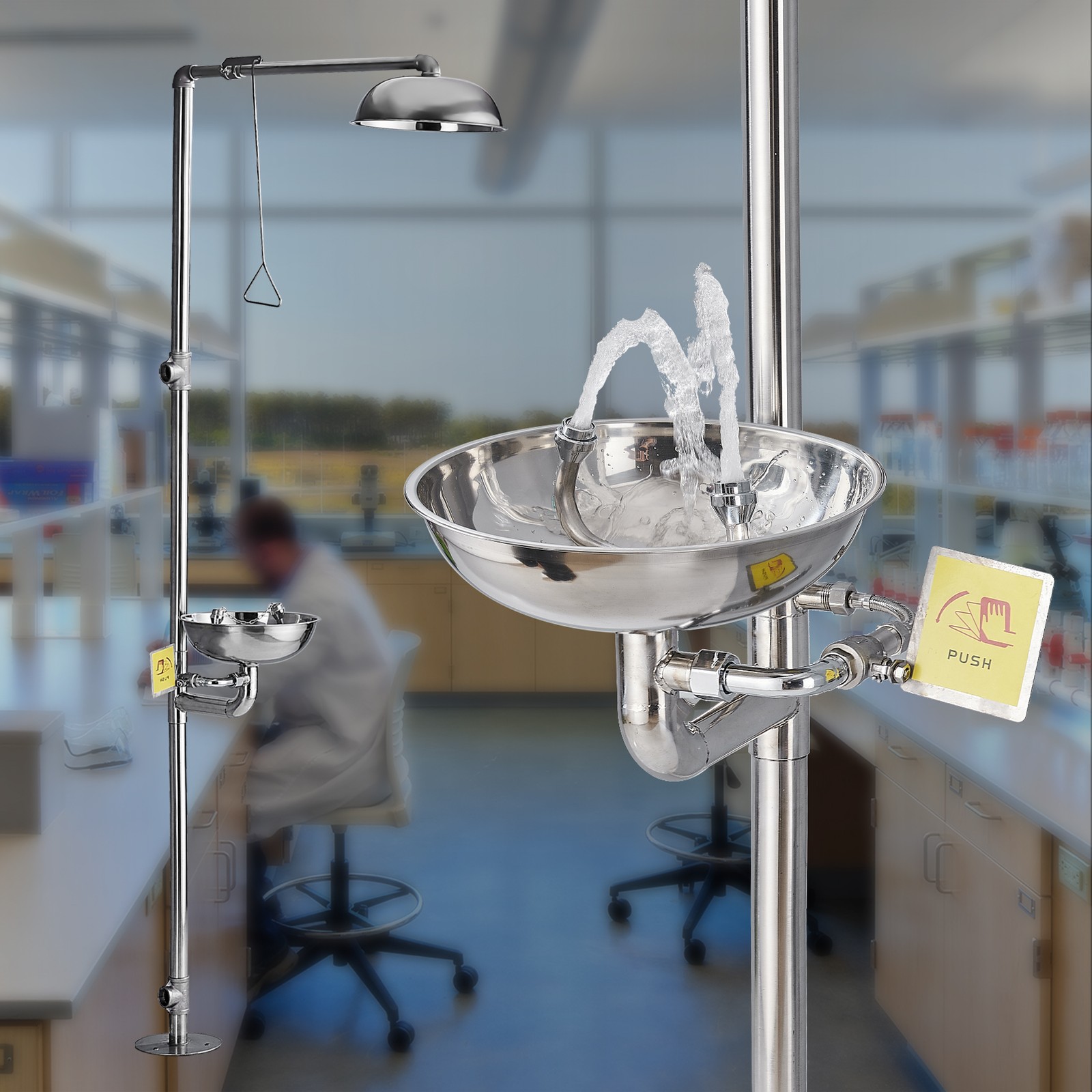 Stainless Steel Combination Shower Station Emergency Eye Wash Eyewash Station