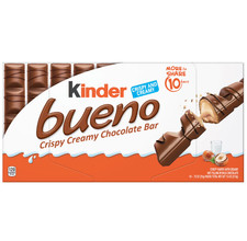 Kinder Bueno Milk Chocolate Bars with Hazelnut Cream, 10 Bars, Chocolate Candy B