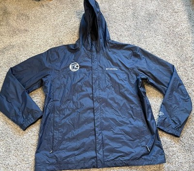 Columbia Omni Tech Windbreaker Jacket Men XL Blue Company Logo Rain Jacket