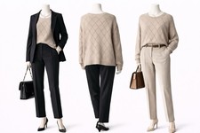 DKNY Jeans Women  s XL Beige Diamond Pattern Knit Pullover Sweater Long Sleeve Y2