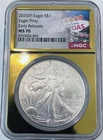 2025 American Silver Eagle NGC MS70 PRIVY Early Release VEGAS GOLD SLAB EDITION