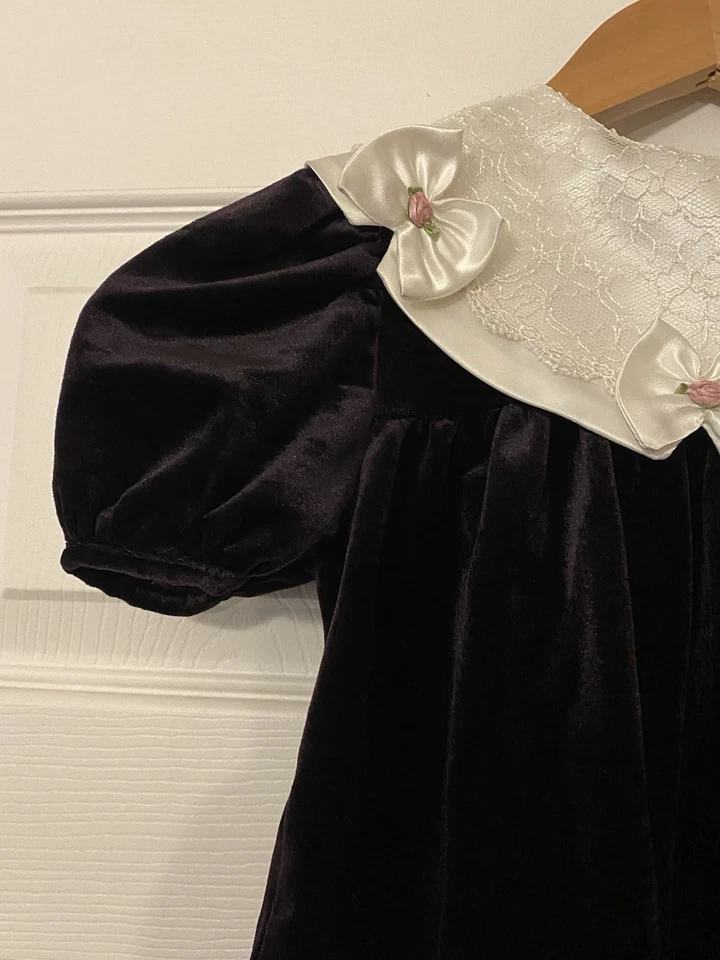 Vintage Bonnie Jean dark purple velvet dress size 5 - Image 3 of 4